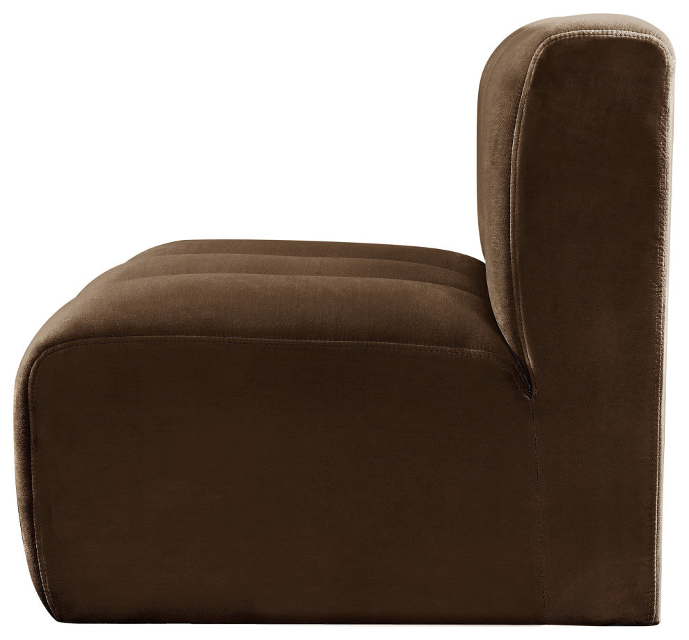 Arc Upholstered Modular Component, Brown, 1-Piece: Straight Chair, Velvet