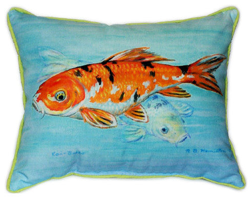 Pair of Betsy Drake Koi Large Indoor/Outdoor Pillows 16x20