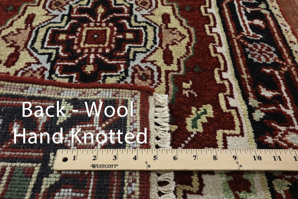 Red Medallion 3'x16' Oriental Heriz Serapi Runner Hand Knotted Wool Rug H9248