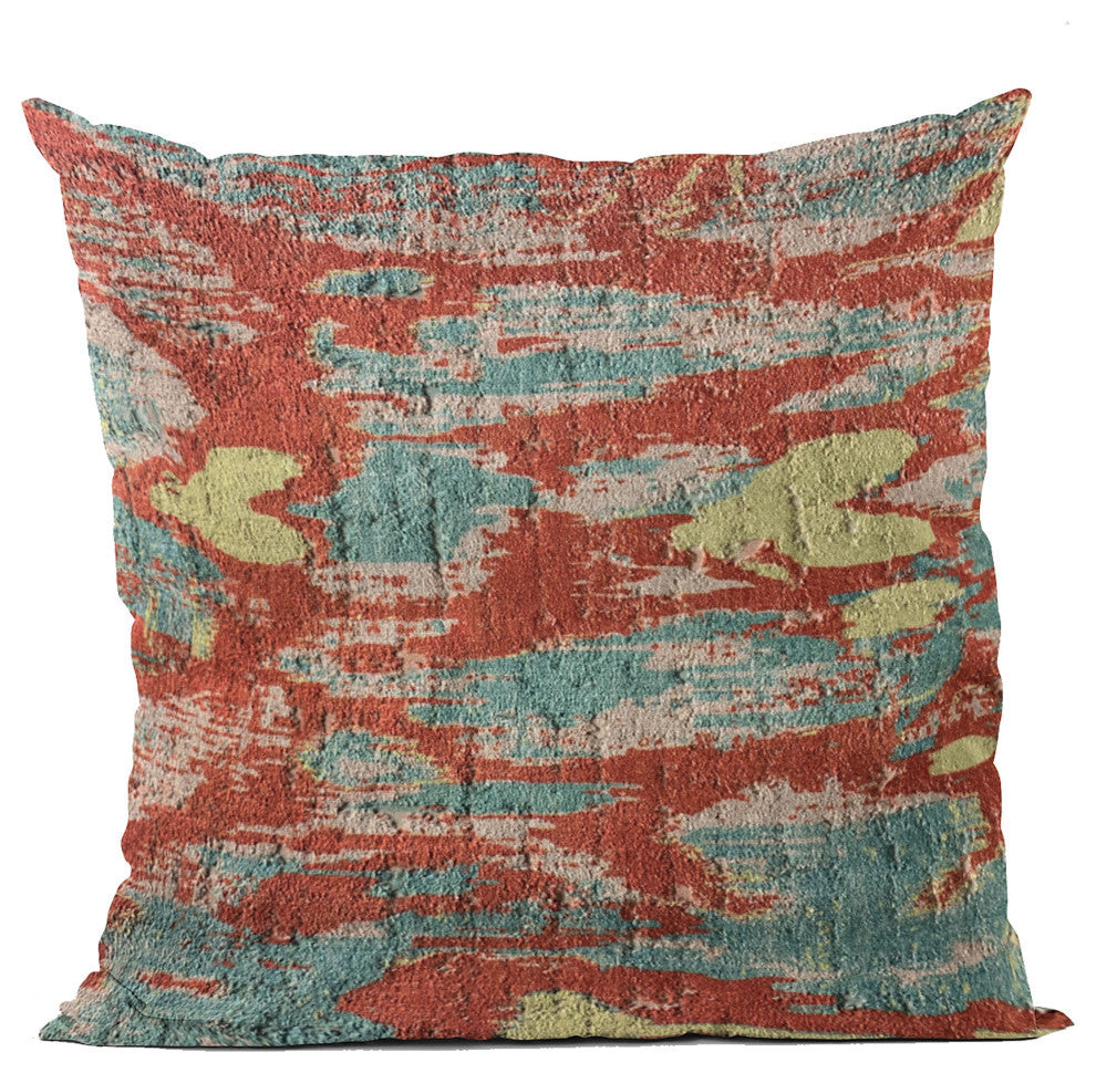 Plutus Multi-Color Velvet iKat Luxury Throw Pillow, 24"x24"