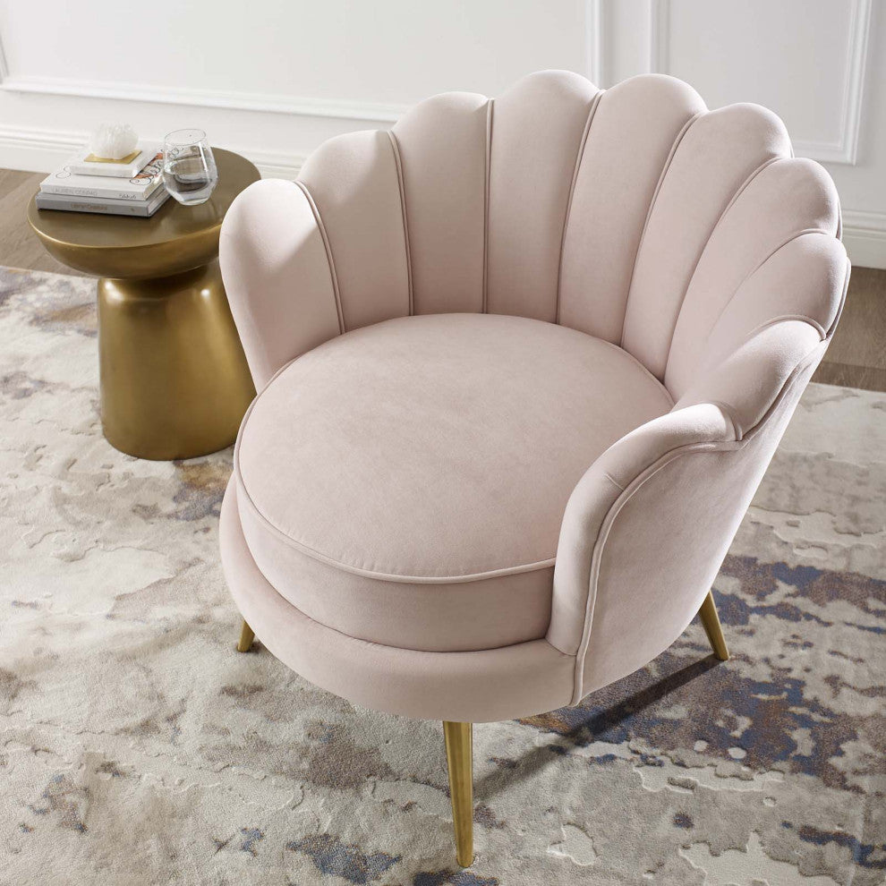 Admire Scalloped Edge Performance Velvet Accent Armchair by Modway