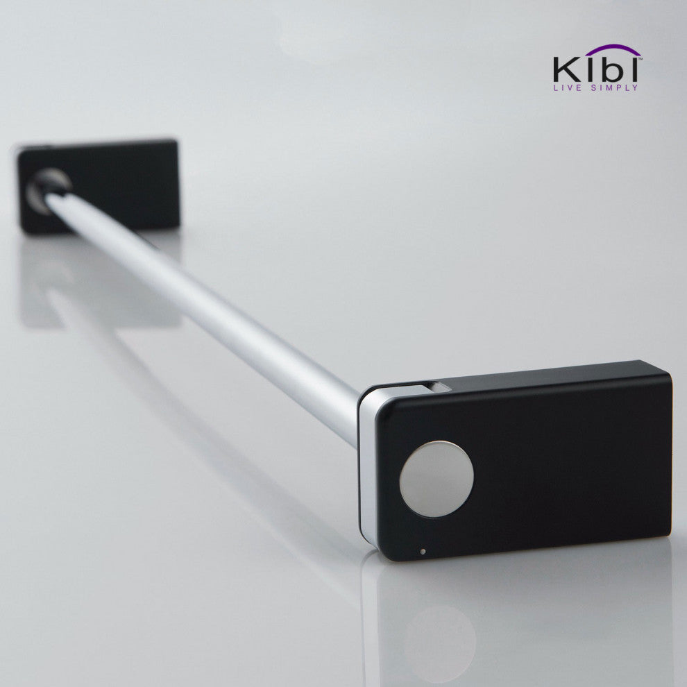 Artis Bathroom Hardware Accessory Towel Bar With Hook, Chrome Black