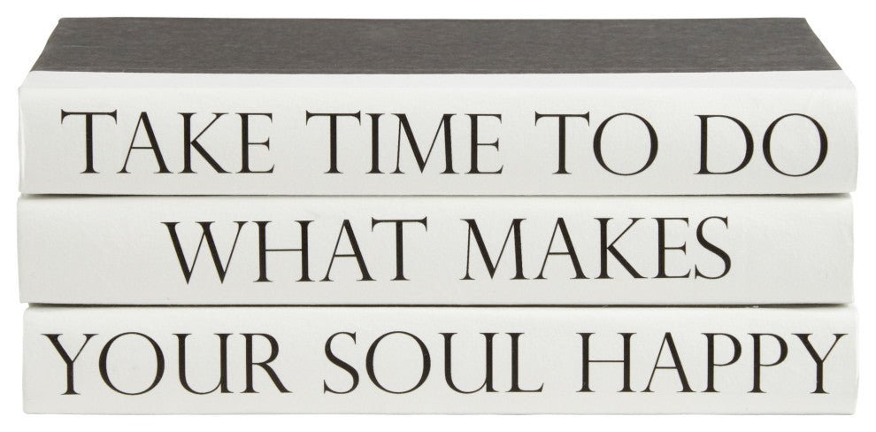 3 Piece Make Your Soul Happy Quote Decorative Book Set