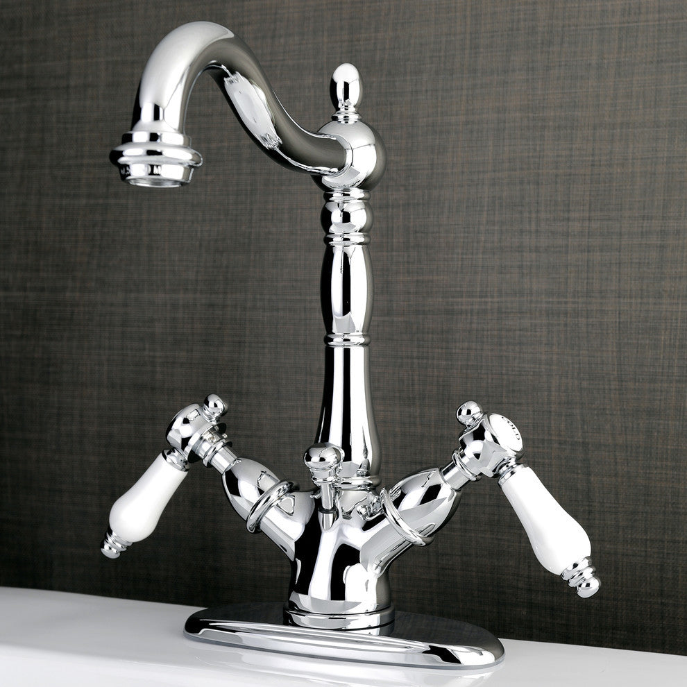 Kingston Brass Two-Handle Bathroom Faucet With Brass Pop-Up, Polished Chrome