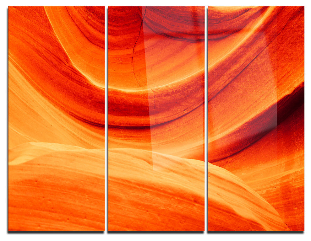 "Antelope Canyon Orange Wall" Photo Metal Wall Art, 3 Panels, 36"x28"