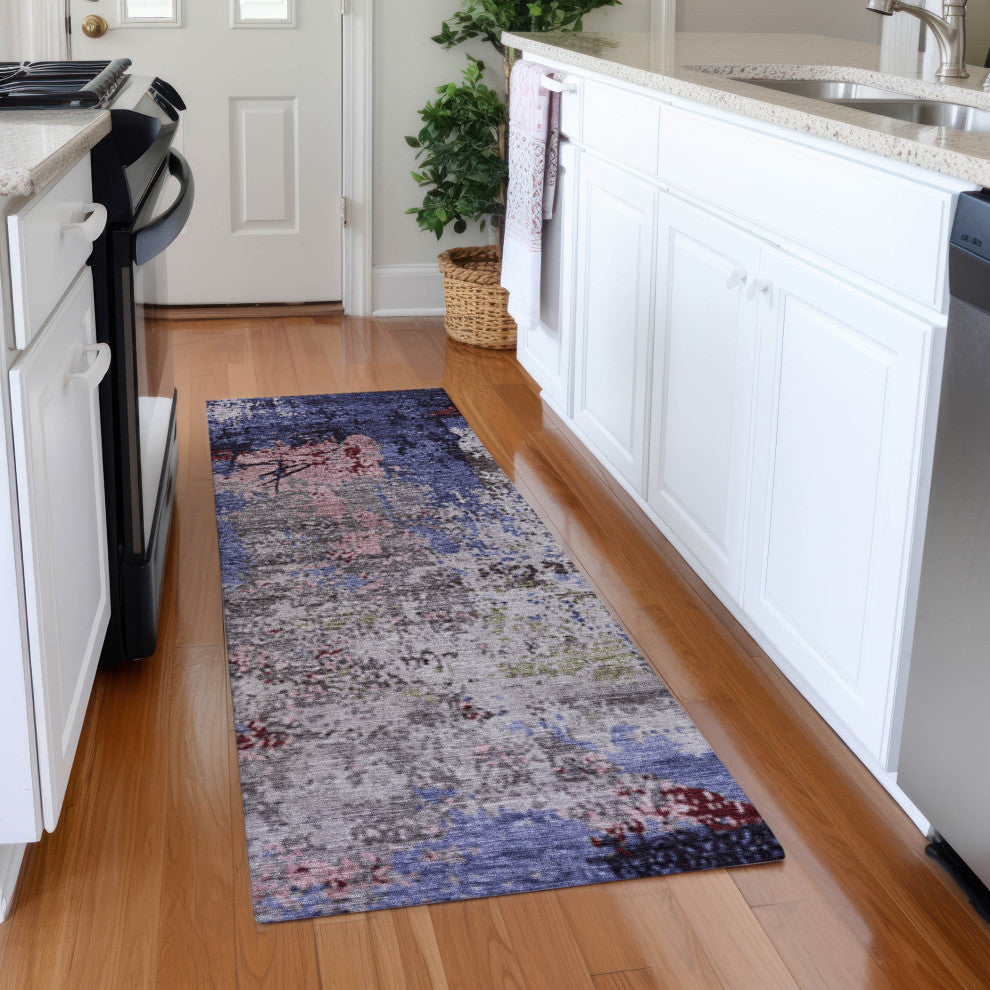 Machine Washable Indoor/Outdoor Chantille ACN1911 Plum 2'3" x 7'6" Runner Rug