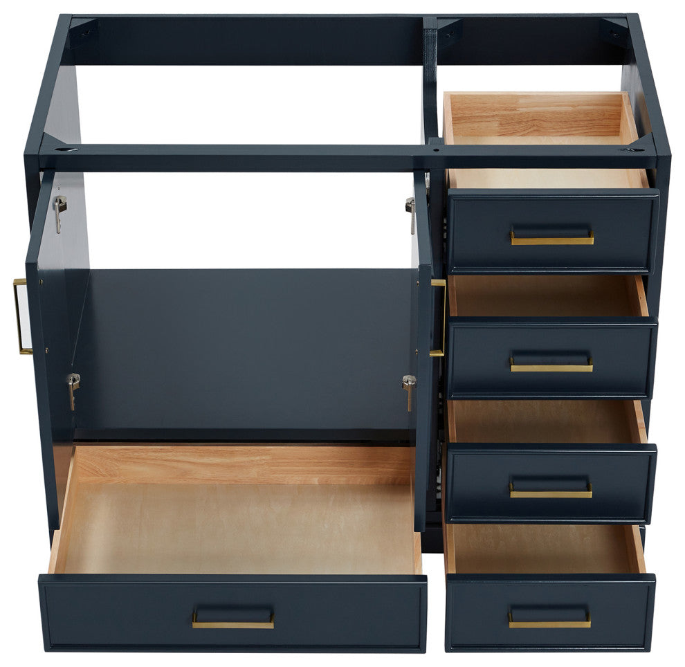 Ariel Stafford 42" Single Left Offset Sink Bathroom Vanity Base, Midnight Blue