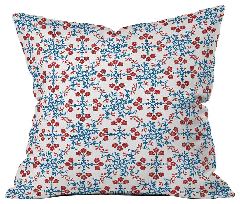 Belle13 Retro Floral Pattern Throw Pillow, 16"x16"