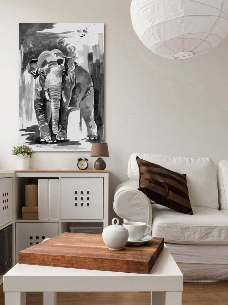 "Asian Elephant" Print on Canvas by Rachel Byler