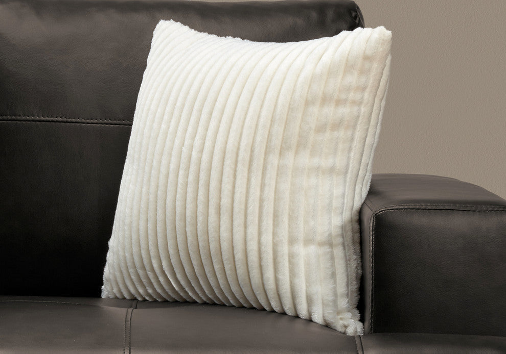 Pillow - 18"X 18" / Ivory Ultra Soft Ribbed Style / 1Pc