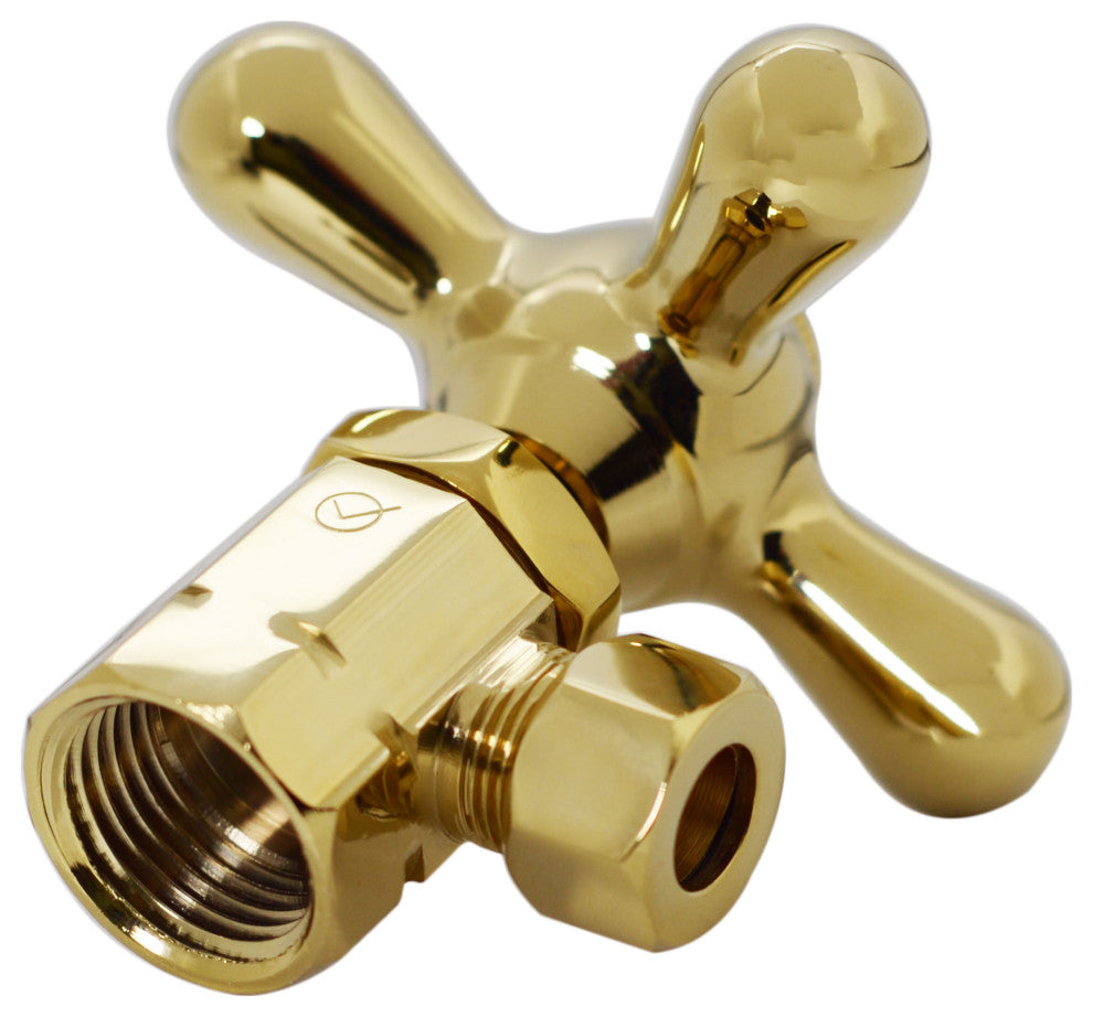 La-Style Pedestal Lavatory Kit - Cross Handles In Polished Brass, Polished Brass