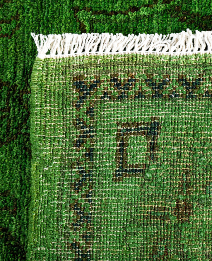 Overdyed One-of-a-Kind Hand-Knotted Area Rug Green, 4' 9" x 6' 7"
