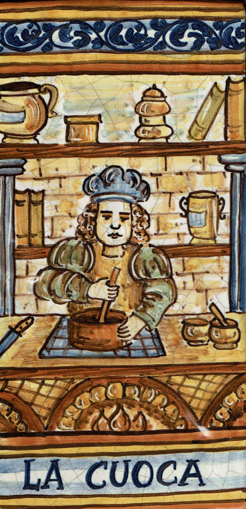 Italian Ceramic Tile, Female Chef Cook, La Cuoca