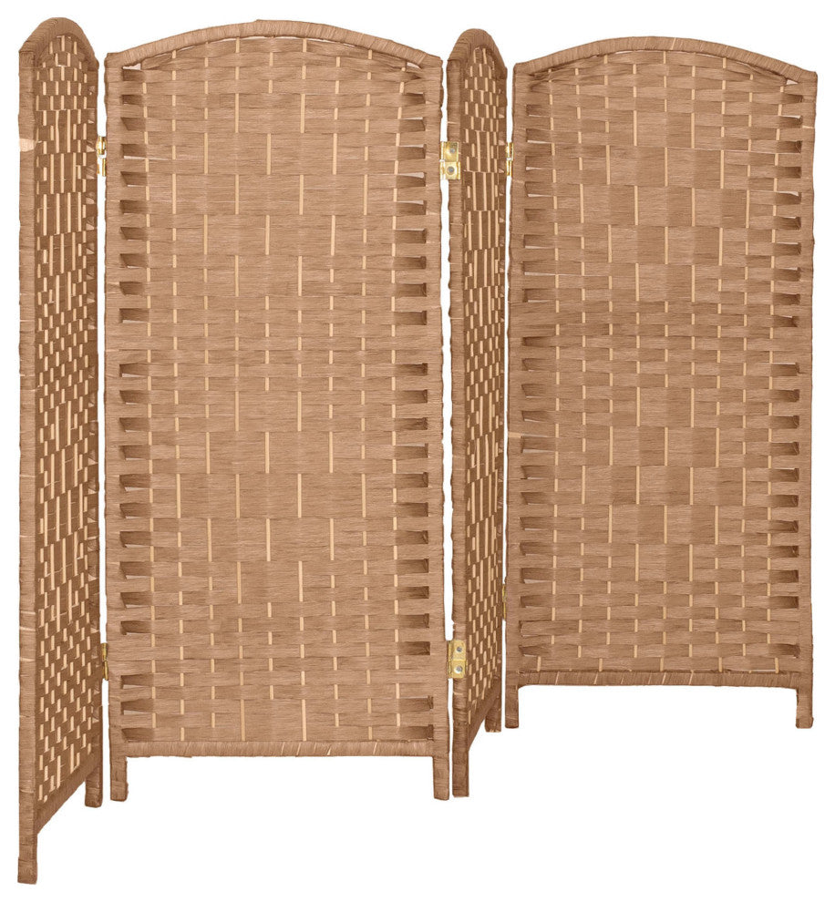 3 ft. Short Diamond Weave Fiber Room Divider Natural 4 Panel