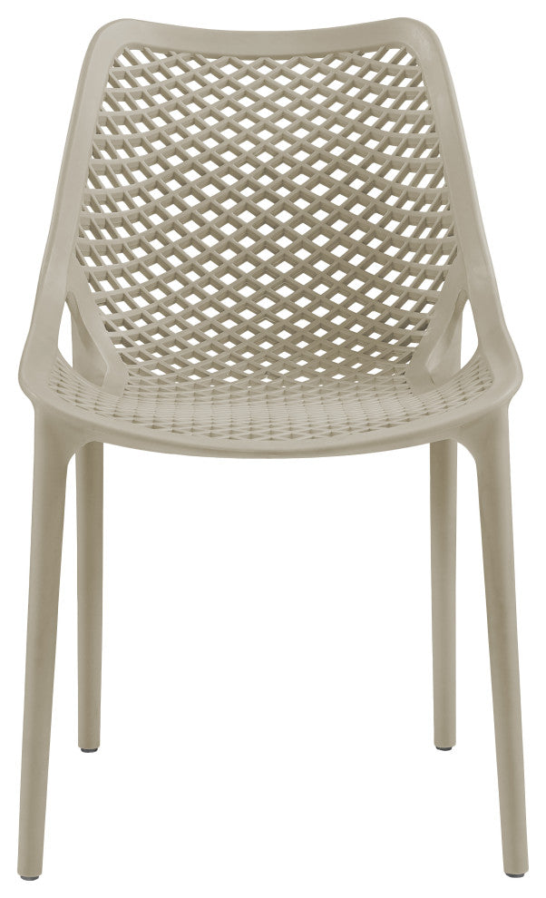 Mykonos Outdoor Patio Dining Chair (Set of 4), Taupe, Armless