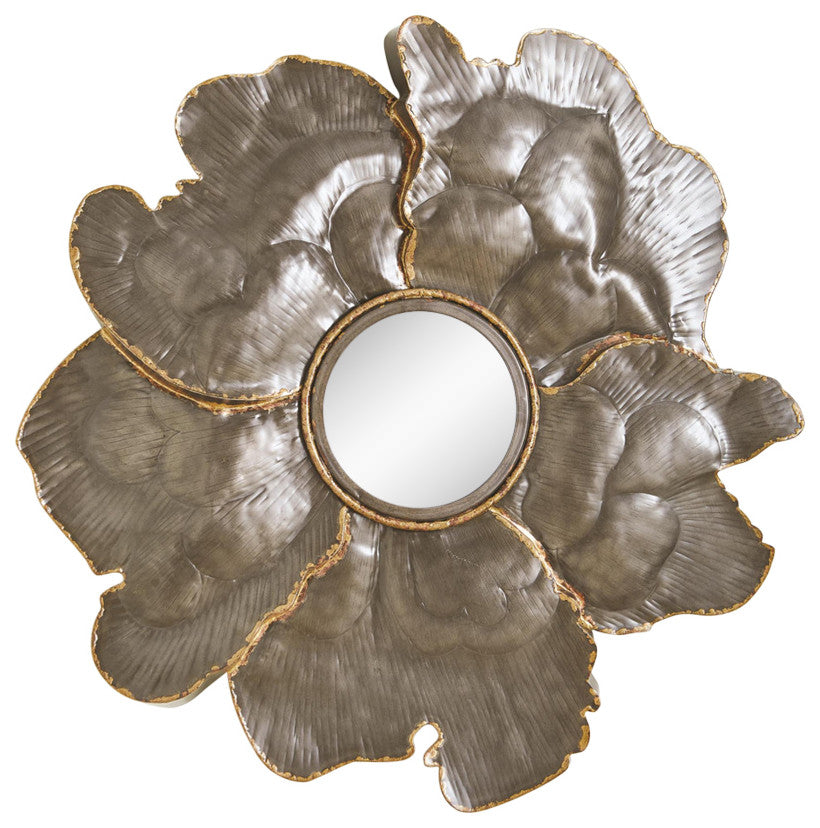 Flower Wall Mirror, Light Gunmetal, Small