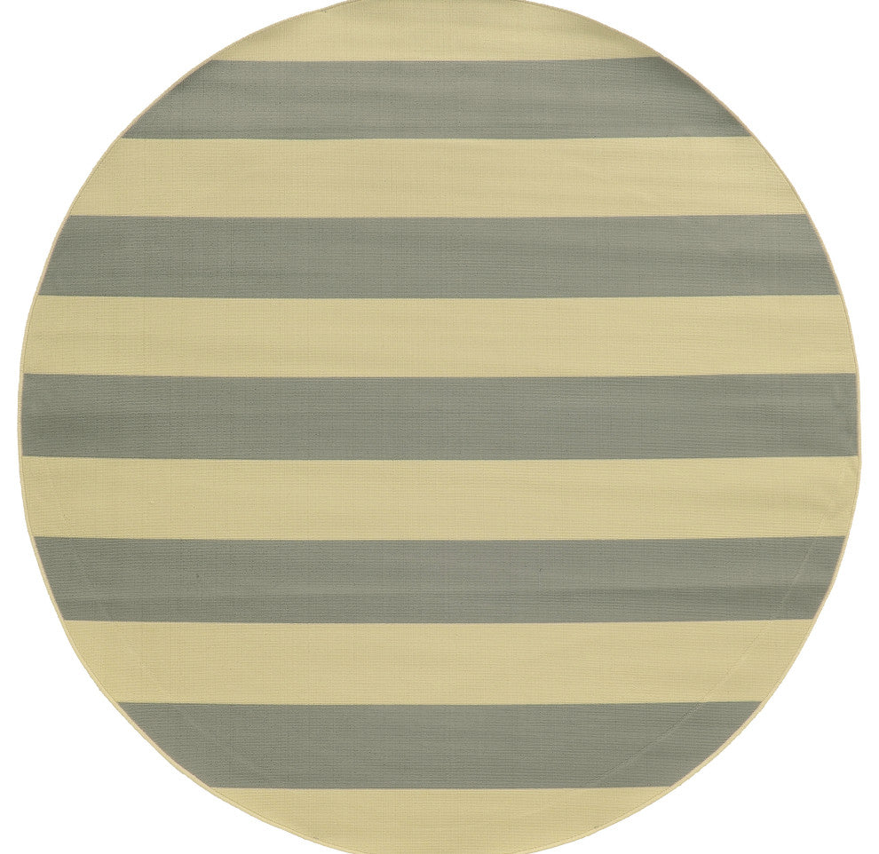 Oriental Weavers Riviera Grey/Ivory Geometric Indoor/Outdoor Rug 7'10" RND