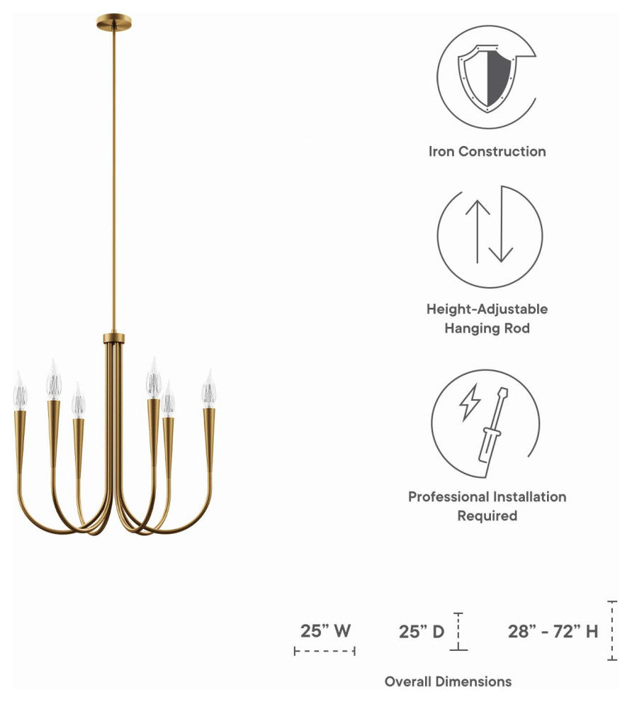 Penrose 6-Light Chandelier, Satin Brass