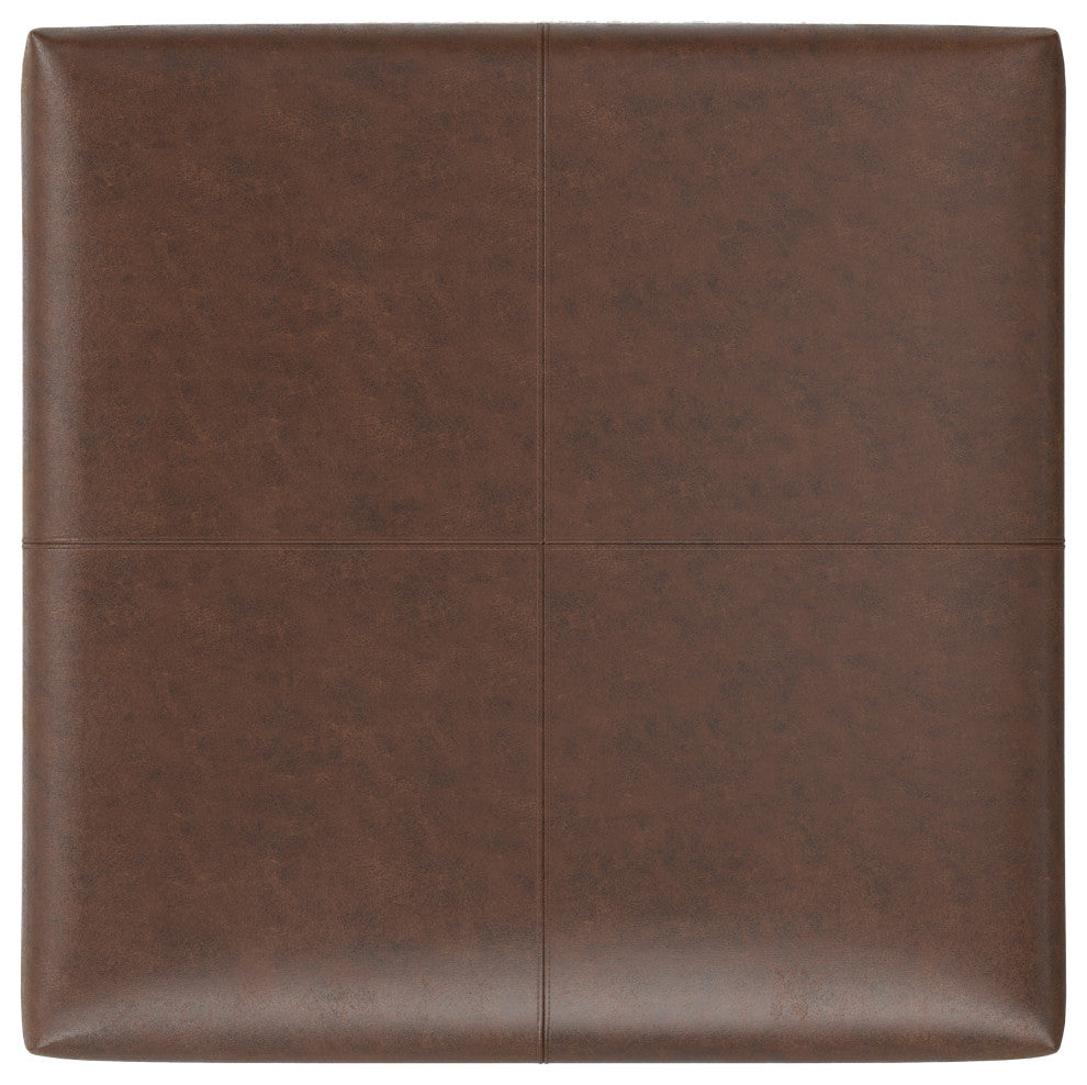 Gabbie Square Coffee Table Storage Ottoman, Distressed Chestnut Brown