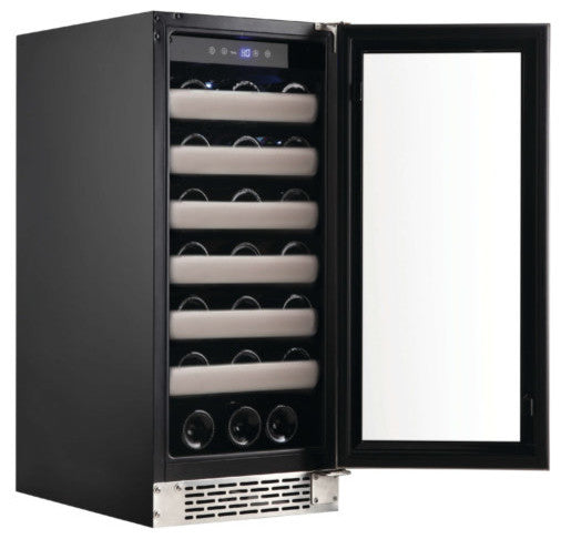 33 Bottle Seamless Stainless Steel Door Single Zone Built-In Wine Refrigerator