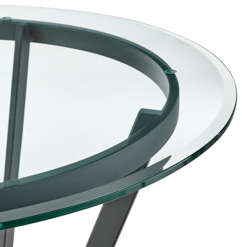Naomi Round Glass And Black Metal Bar Table