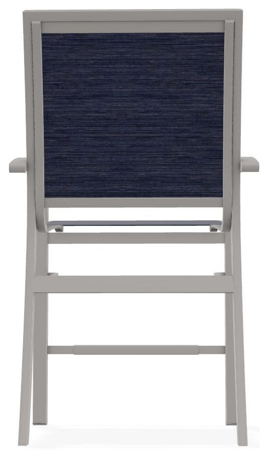 Kendall Sling Balcony Height Stackable Outdoor Stool, Collect Indigo/Warm Gray