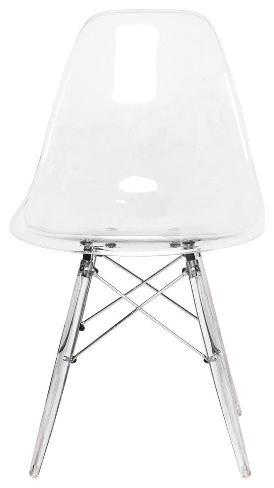 LeisureMod Dover Molded Dining Side Chair With Acrylic Base, Clear