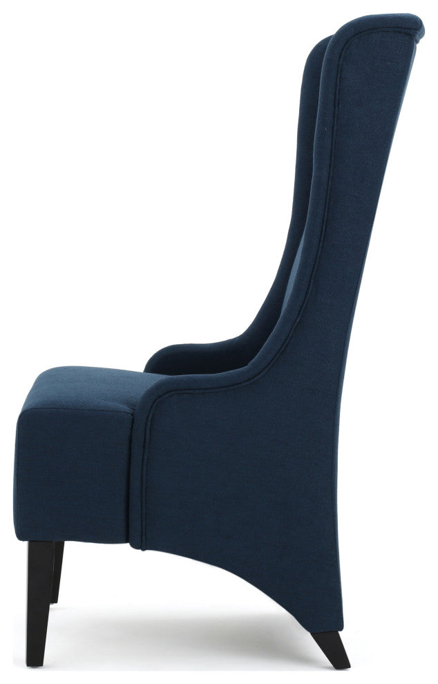 GDF Studio Sheldon Traditional Design High Back Fabric Dining Chair, Dark Blue