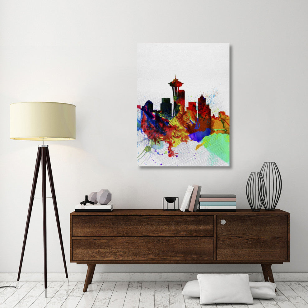"Seattle Watercolor Skyline 2" Fine Art Print