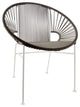 Concha Indoor/Outdoor Handmade Dining Chair, Gray Weave, White Frame