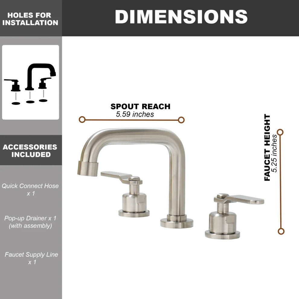 Bathroom Sink Faucet Basin Faucets Widespread 2-Handle Drain Brushed Nickel