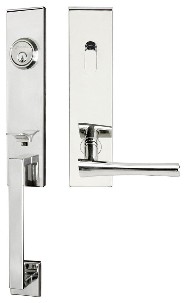 Champagne Lever, Tubular Entry Handleset, Left Hand, Polished Stainless Steel