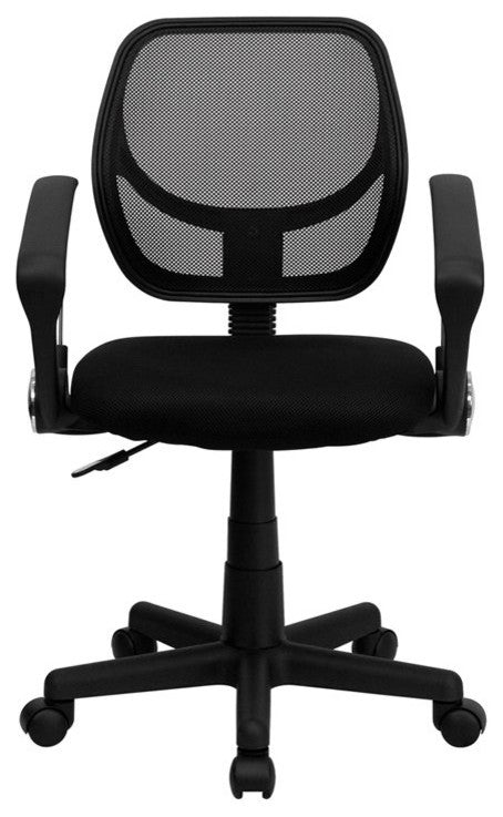 Boswell Low-Back Black Mesh Swivel Office Task Chair With Arms