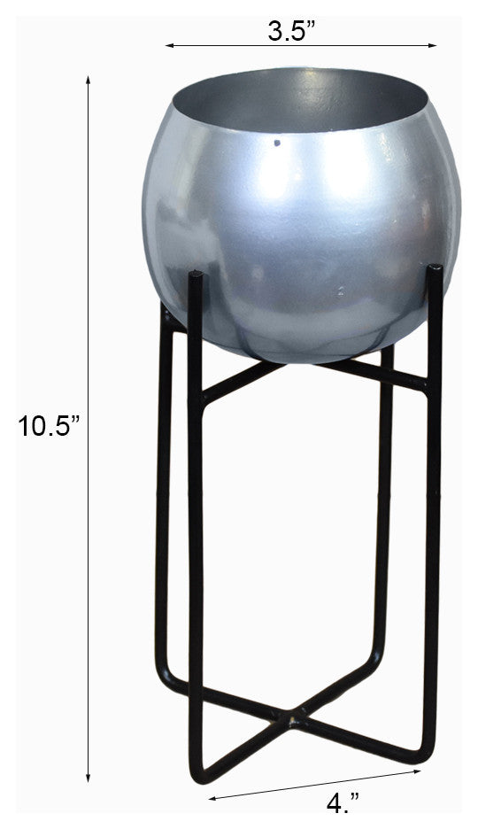 Handmade 100% Iron Round Modern Planters Pot, Silver