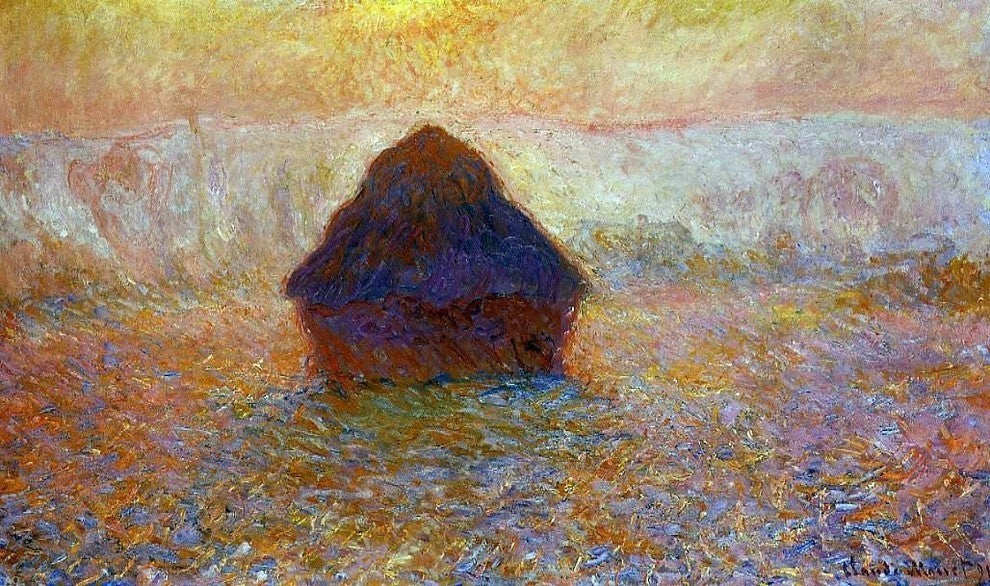 Claude Oscar Monet Grainstack, Sun in the Mist Premium Canvas Print