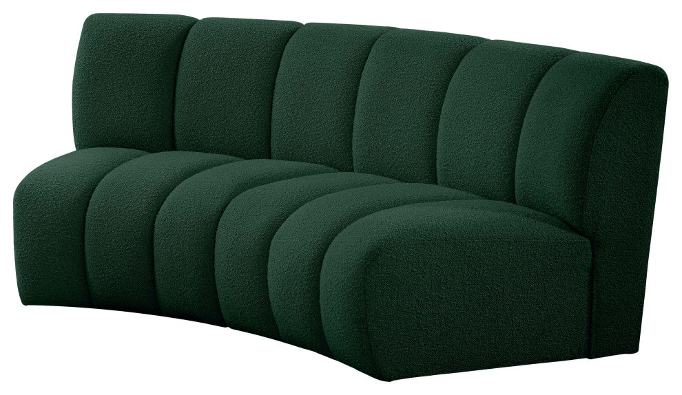 Infinity Black Boucle Fabric Upholstered Arc Shaped Modular Sectional, Green, 2-Piece, Arc-Shaped