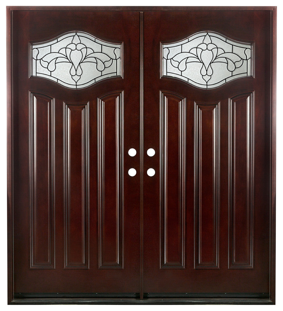 Paris Entry Double Wood Door MP-DM80 30"x80"x2, Right Hand Swing In