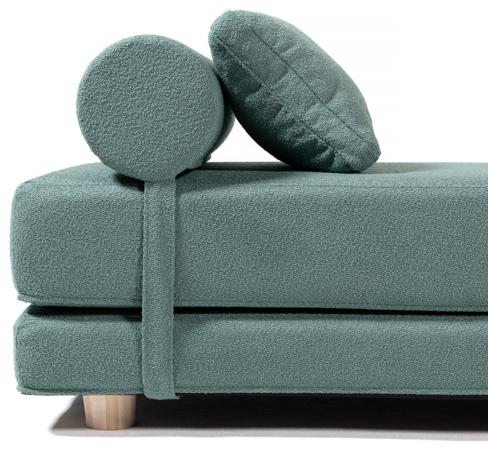 Jaxx Avida Daybed, Fold Out Queen Sleeper / Lounger Premium Boucle, Boucle Green