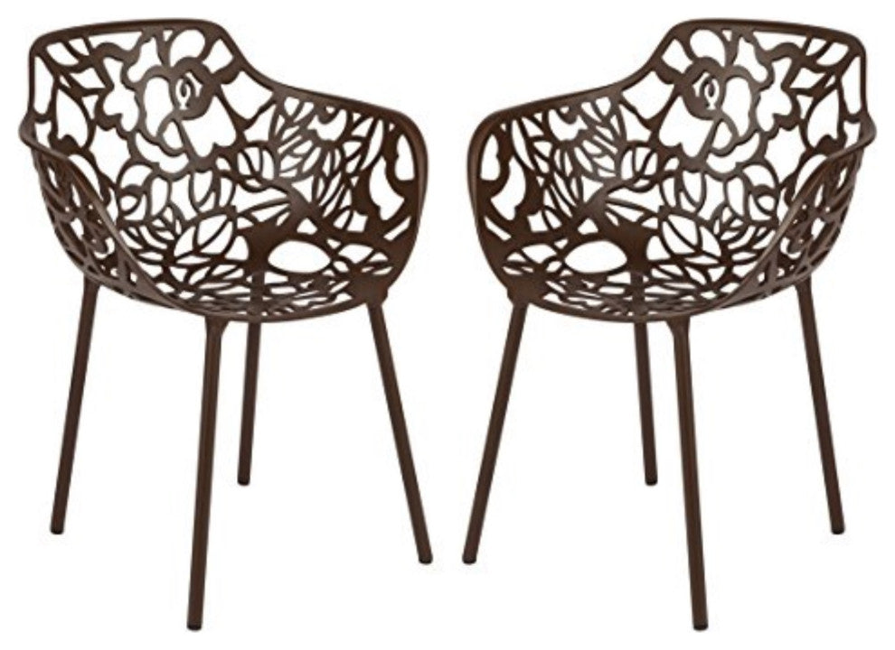 LeisureMod Modern Devon Aluminum Chair, Set of 2 Brown