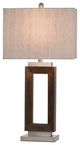 Moulded Hollow Rectangle Table Lamp With Brushed Steel Accents, Blue Finish