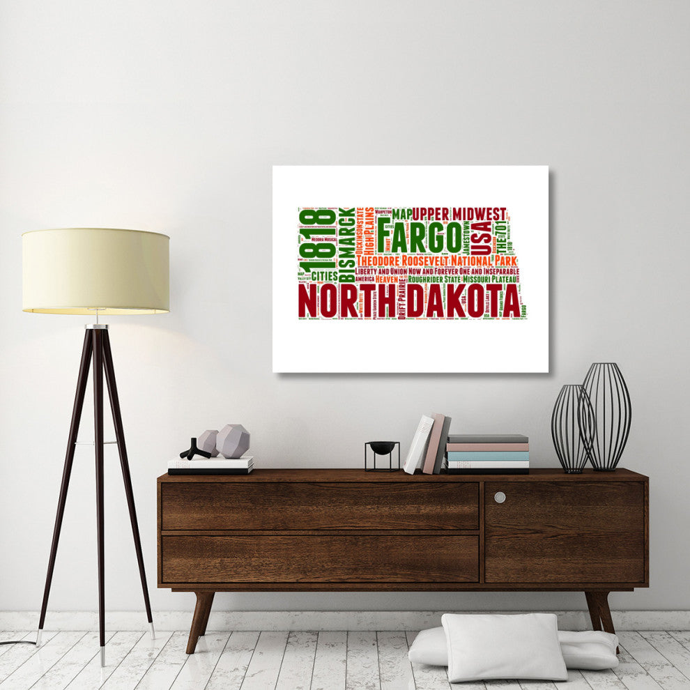 "North Dakota Word Cloud Map" Fine Art Print