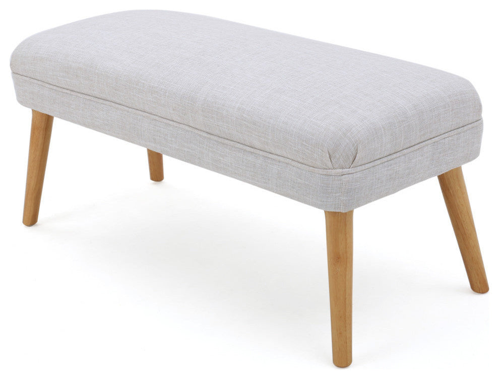 GDF Studio Dumont Mid Century Modern Fabric Ottoman, Beige