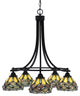 Paramount 5-Light Chandelier, Matte Black, 7" Grand Merlot Art Glass
