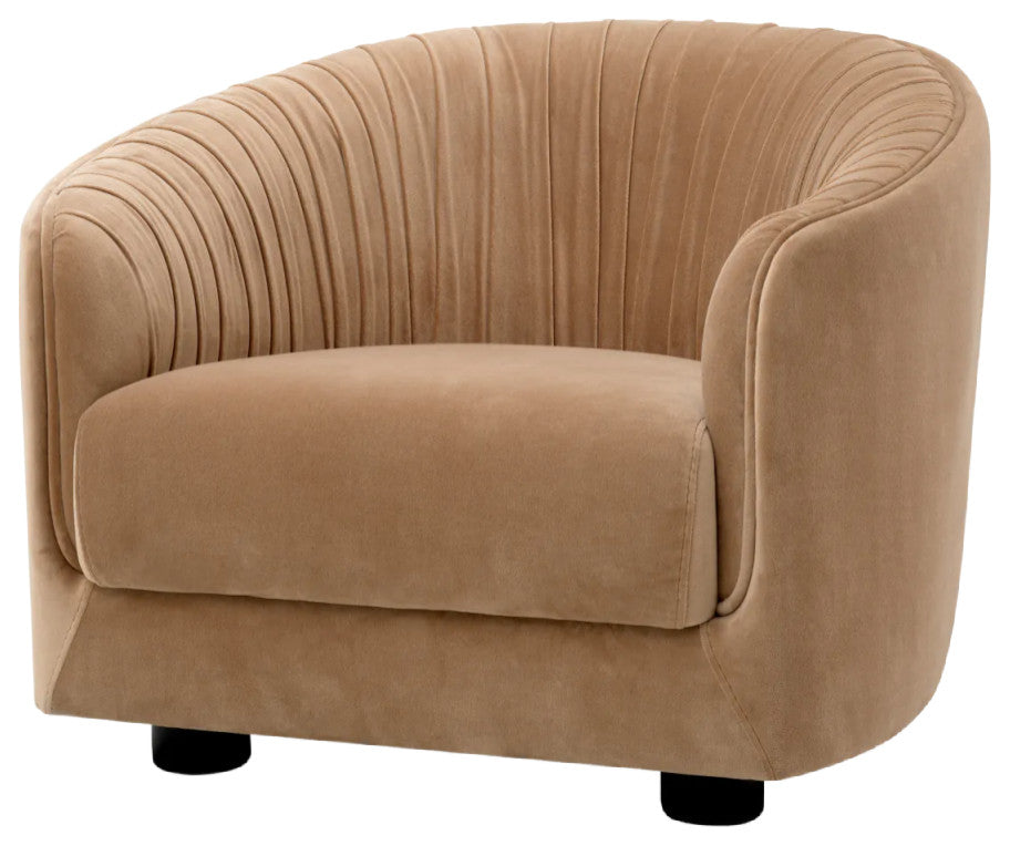 Brown Pleated Lounge Chair, Eichholtz Jameson
