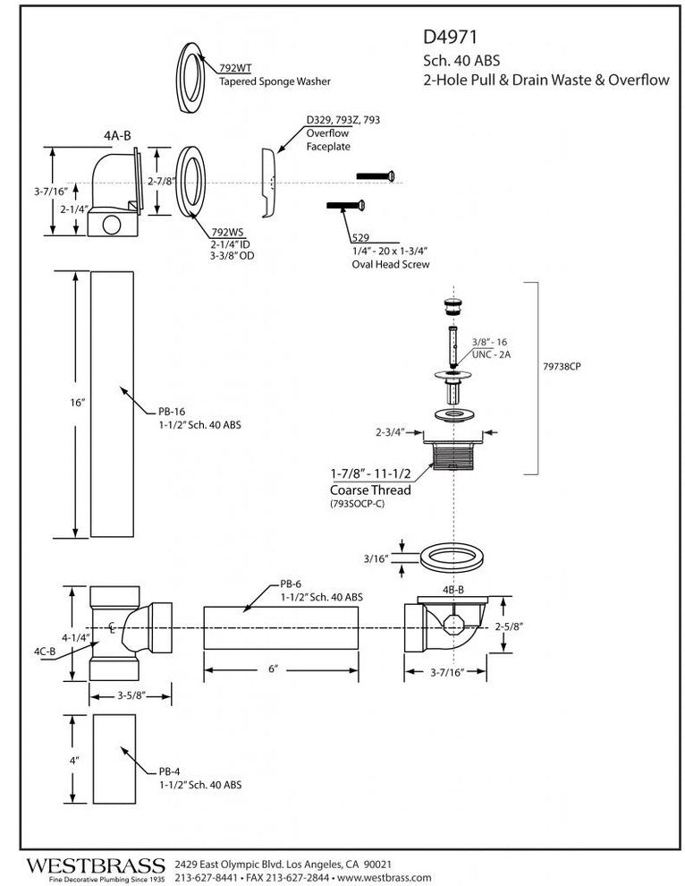 Pull & Drain Sch. 40 ABS Bath Waste With Two-Hole Elbow In Oil Rubbed Bronze