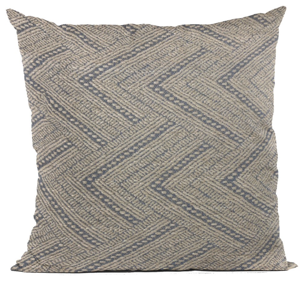 Plutus Blue Triangle Chevron Luxury Throw Pillow, 16"x16"