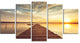 Sea Pier under Beautiful Cloudscape, Modern Canvas Print, 60"x32", 5 Panels