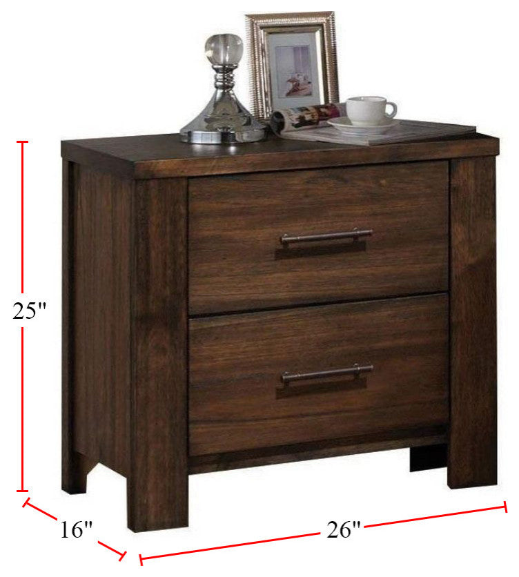 Wooden Nightstand with 2 Drawers, Oak