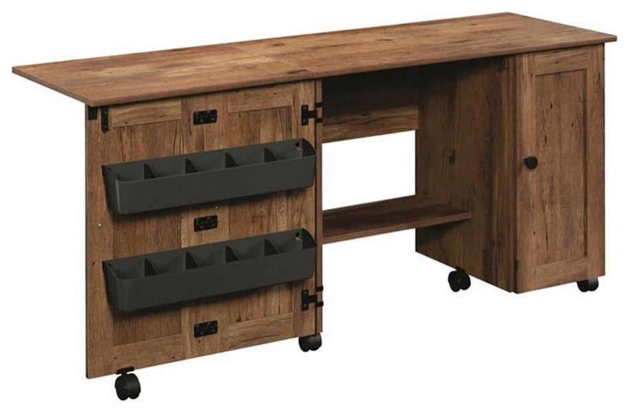 Sauder Engineered Wood Sewing Craft Cart in Vintage Oak Finish