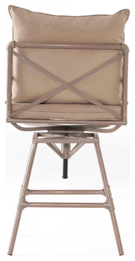 GDF Studio Tallahassee Pipe Outdoor Adjustable Barstool, Gray and Brass